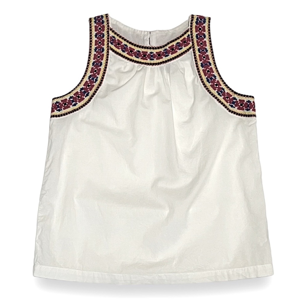 3/$30 Old Navy Boho Tank Top White XS Embroidered Trim Sleeveless Top Cotton